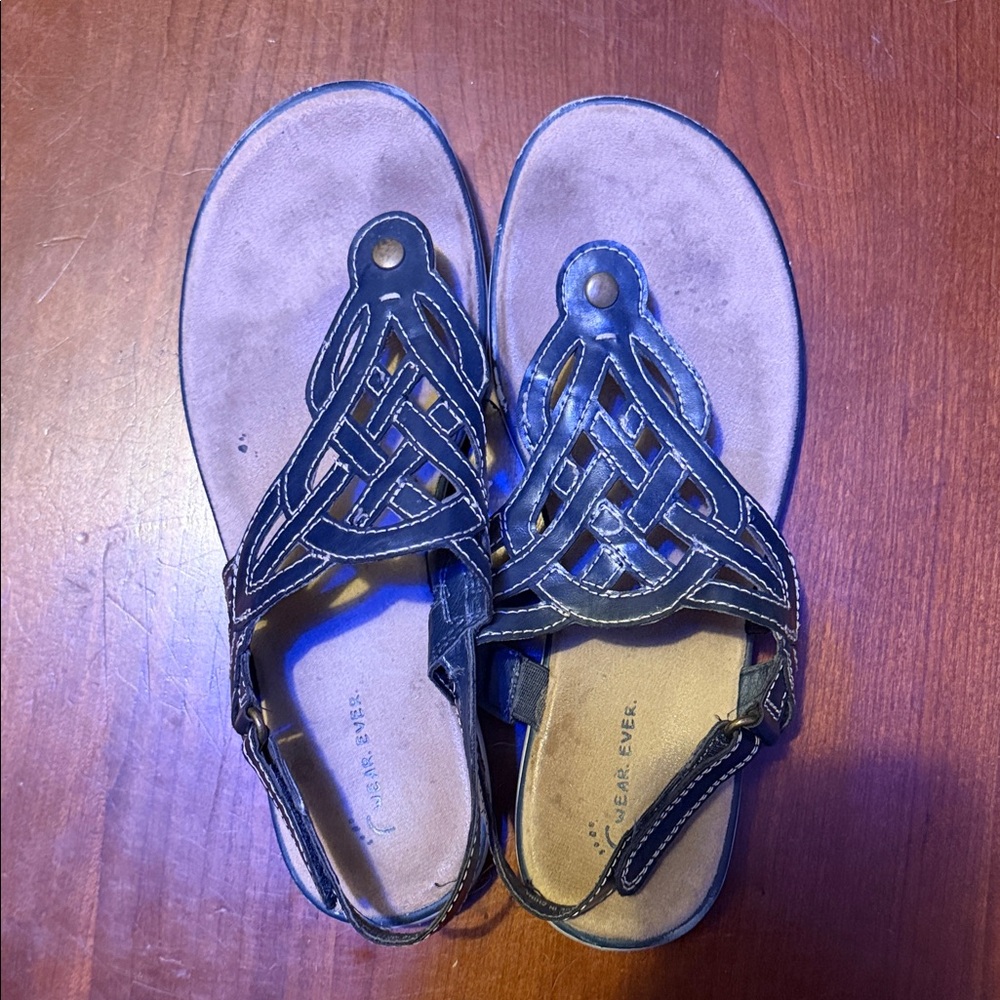 Blue Leather Sandals